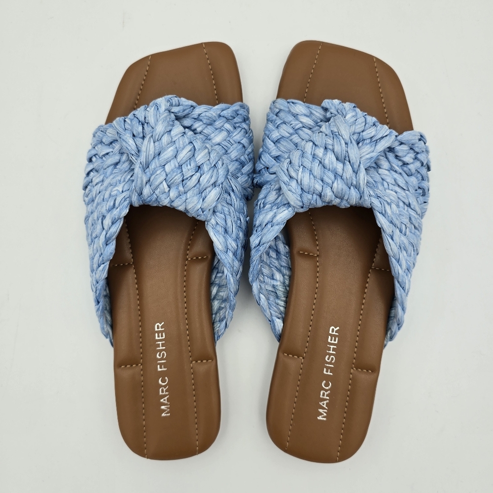 NWOT Marc Fisher Lasket Flat Slide Sandals, Surf Blue, Women's 5.5M - Picture 9 of 12